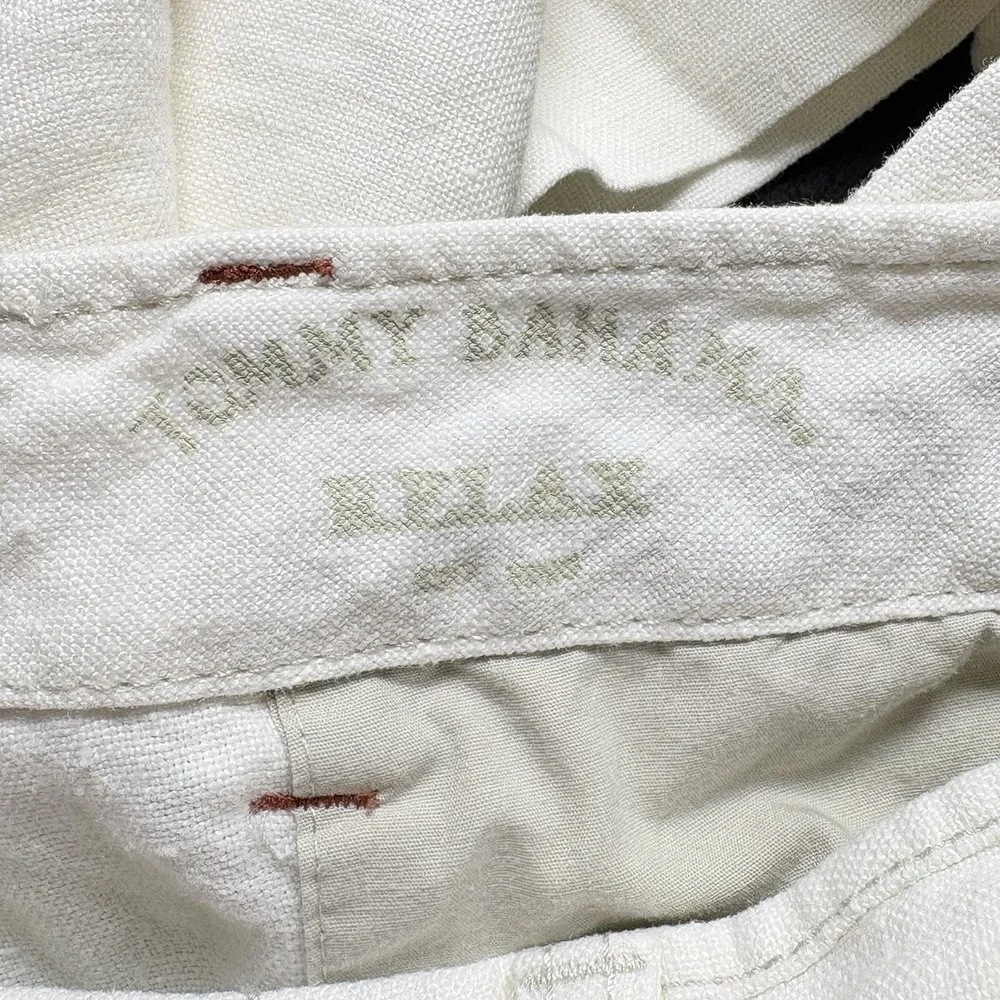 TOMMY BAHAMA Men Relax Fit Linen Straight Pants Sz 35 Ivory Travel Vacation 1A-4